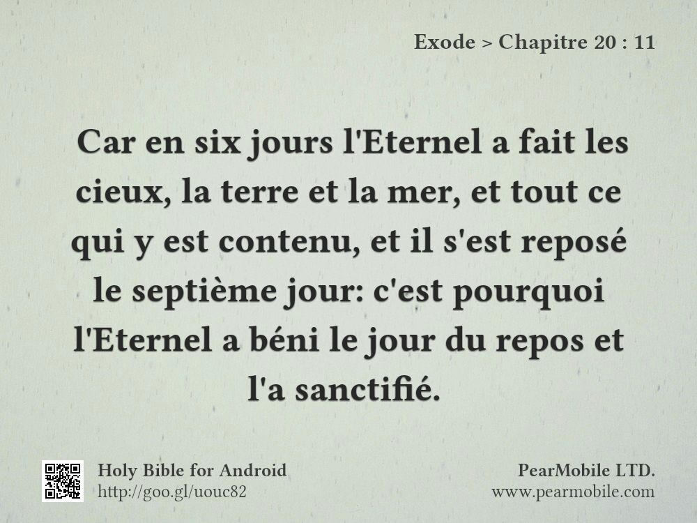 Exode, Chapitre 20:11